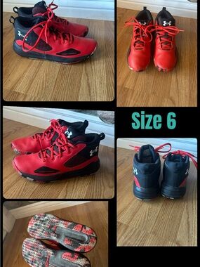 Under Armour Red and Black Kids' Athletic Sneakers